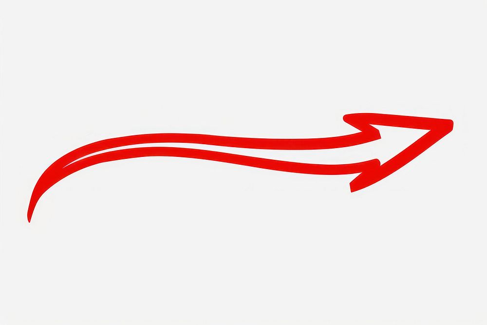 Red curve arrow symbol line text.