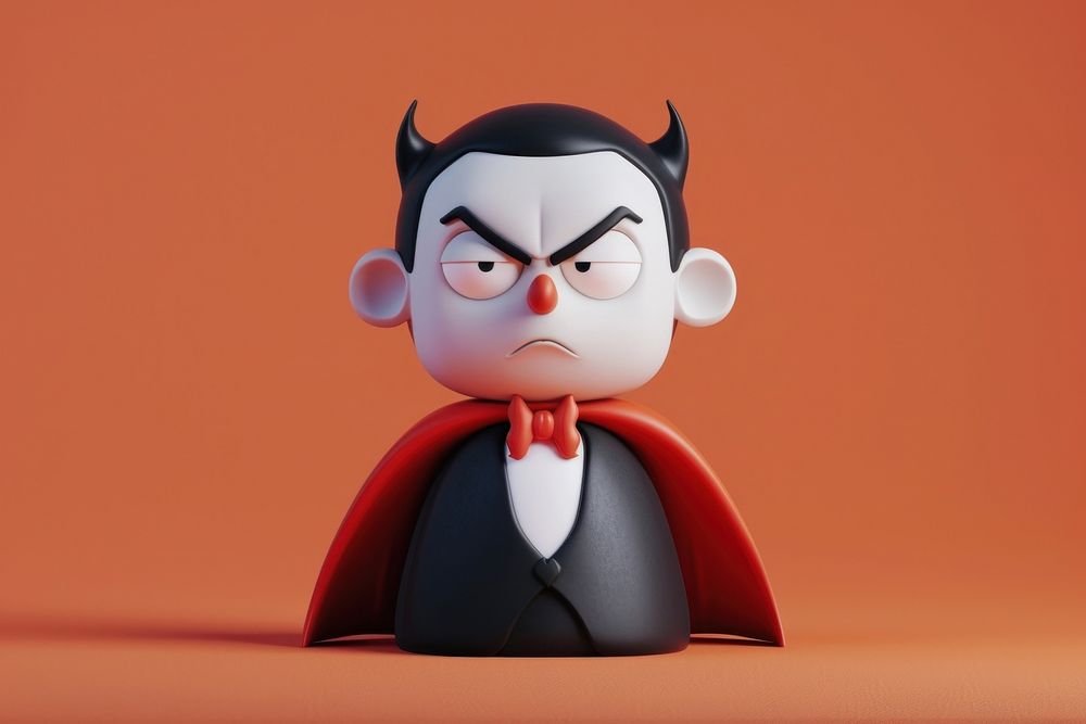 Cute Dracula cartoon toy representation.