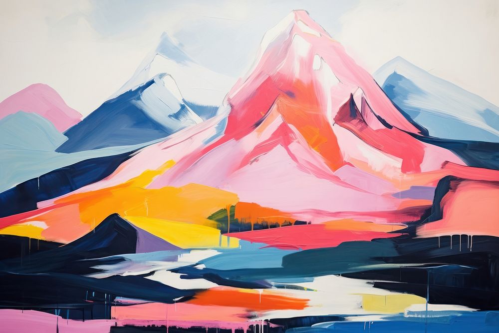 Fuji mountain painting art tranquility.