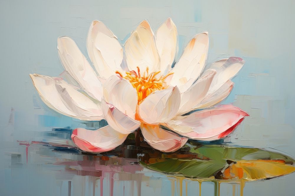White lotus on water painting blossom flower.