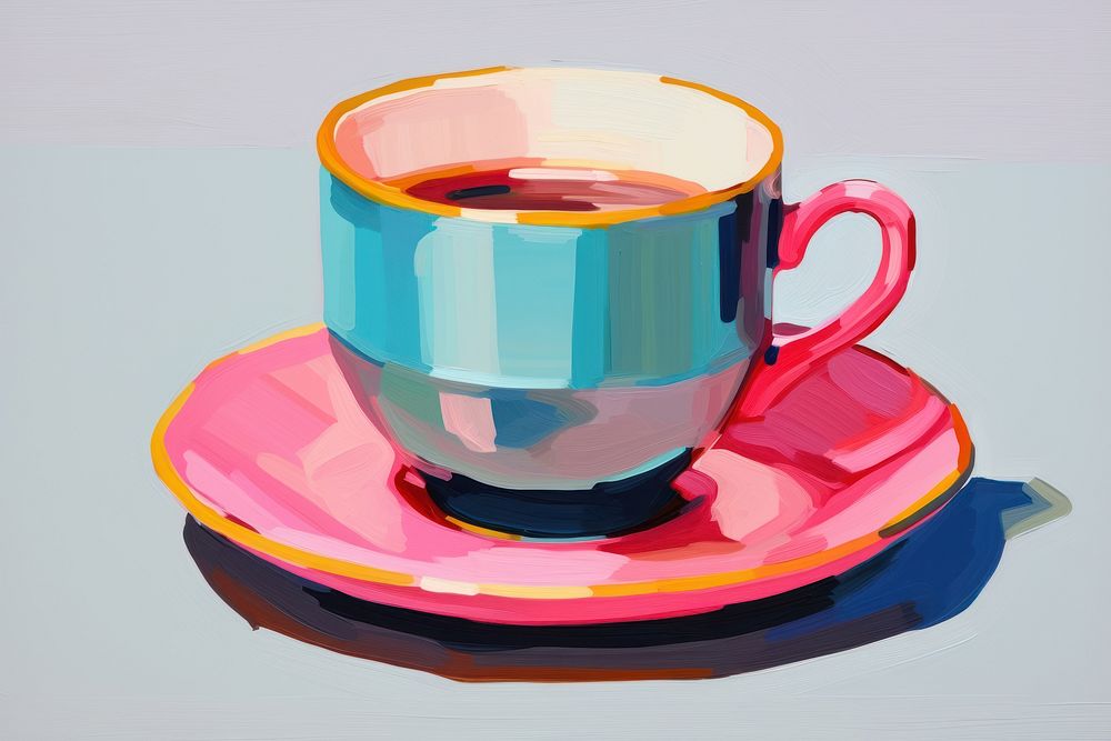 Coffee cup painting saucer drink.