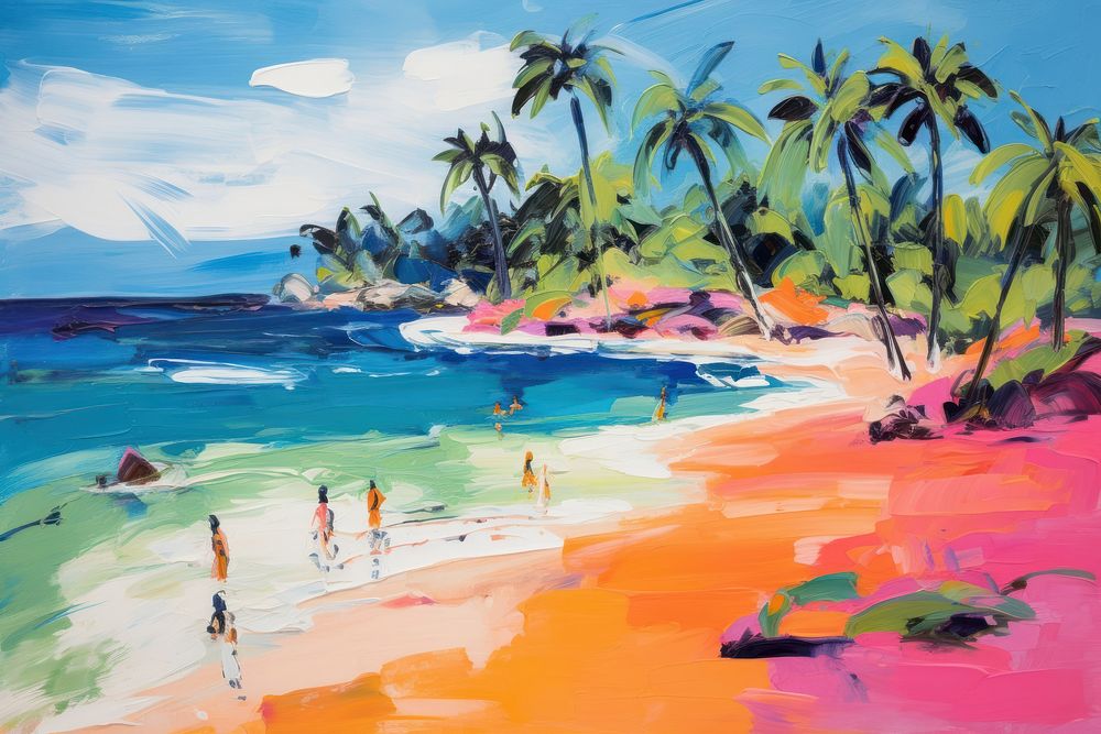 PNG Hawaii beach painting outdoors nature.