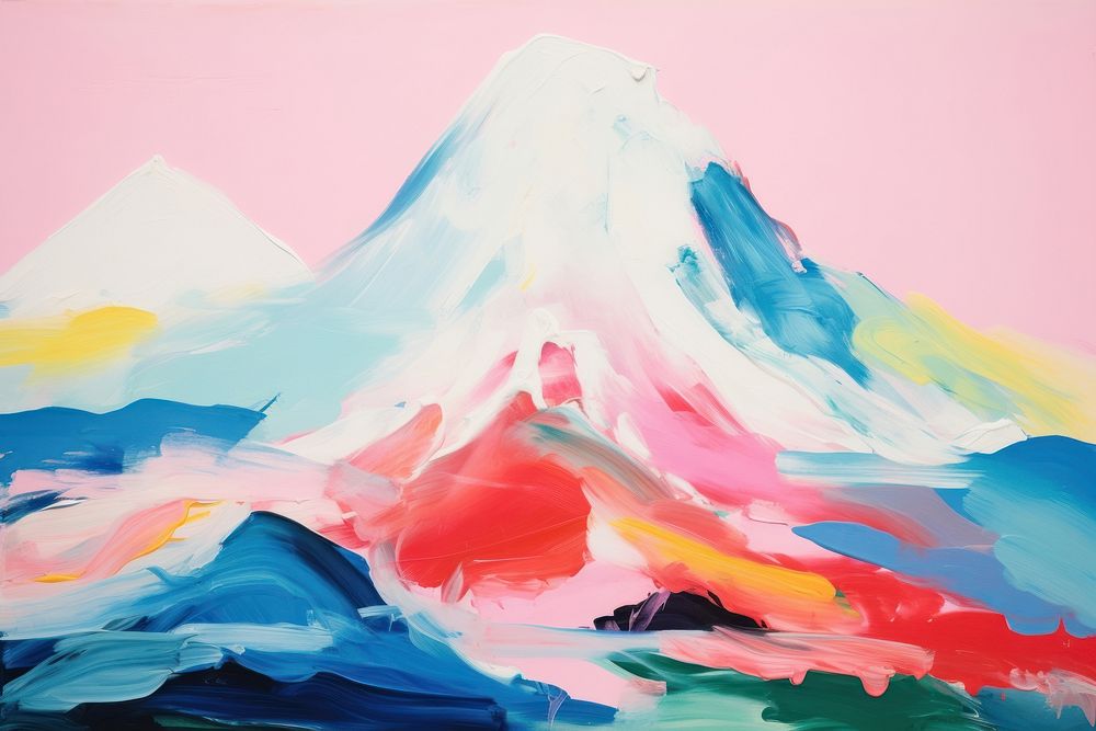 Fuji mountain painting nature art.