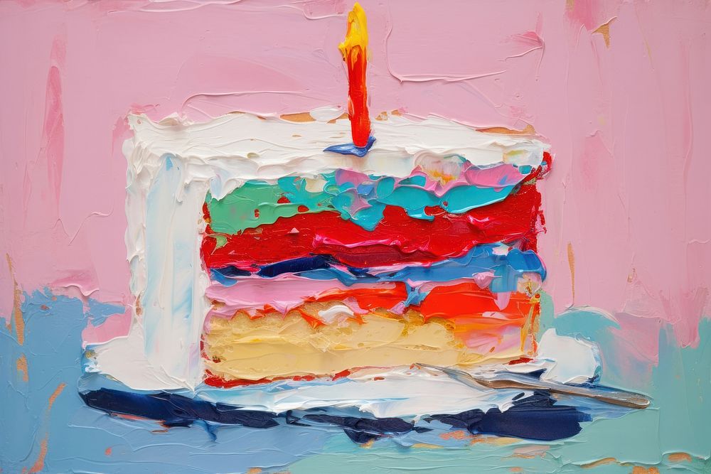Birthday cake painting dessert icing.