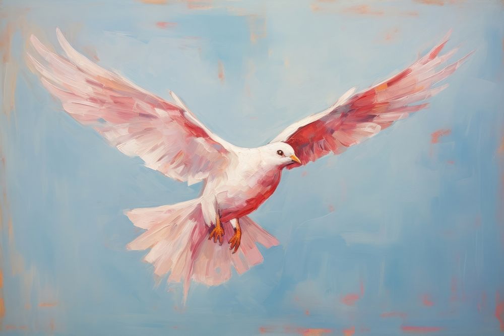 White bird flying painting animal creativity.