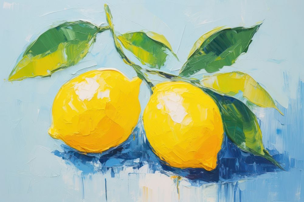 Lemon painting fruit plant.