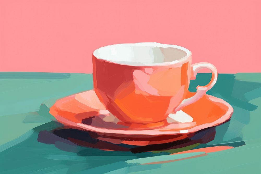 Matcha tea painting saucer coffee.