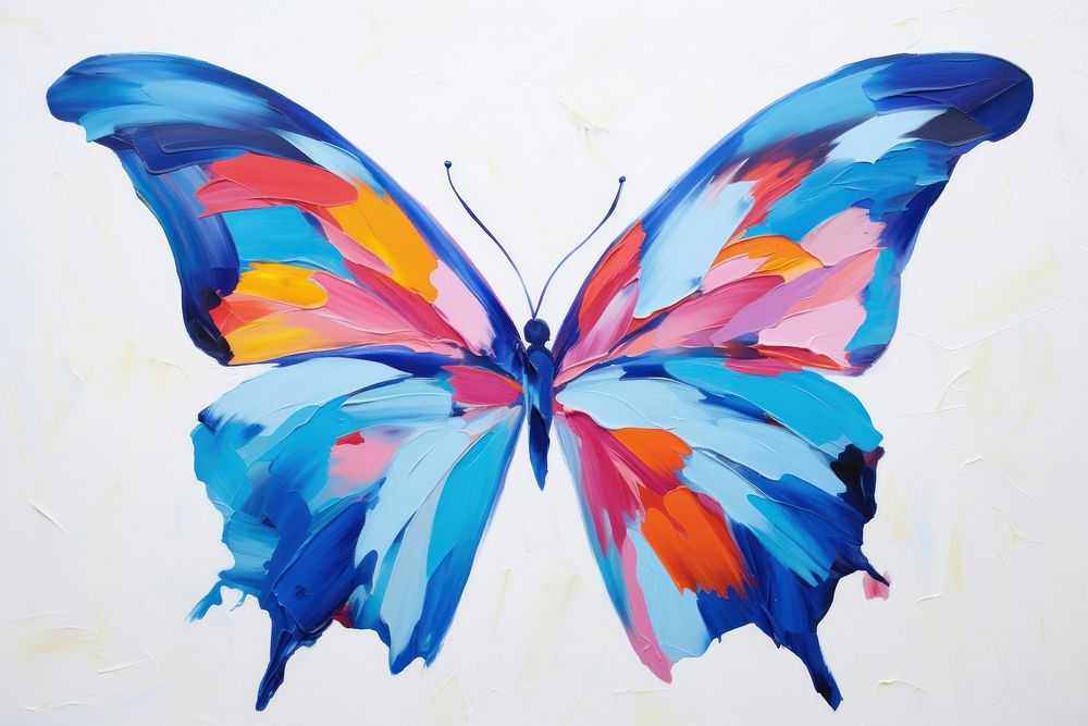 Blue morpho butterfly painting animal insect.