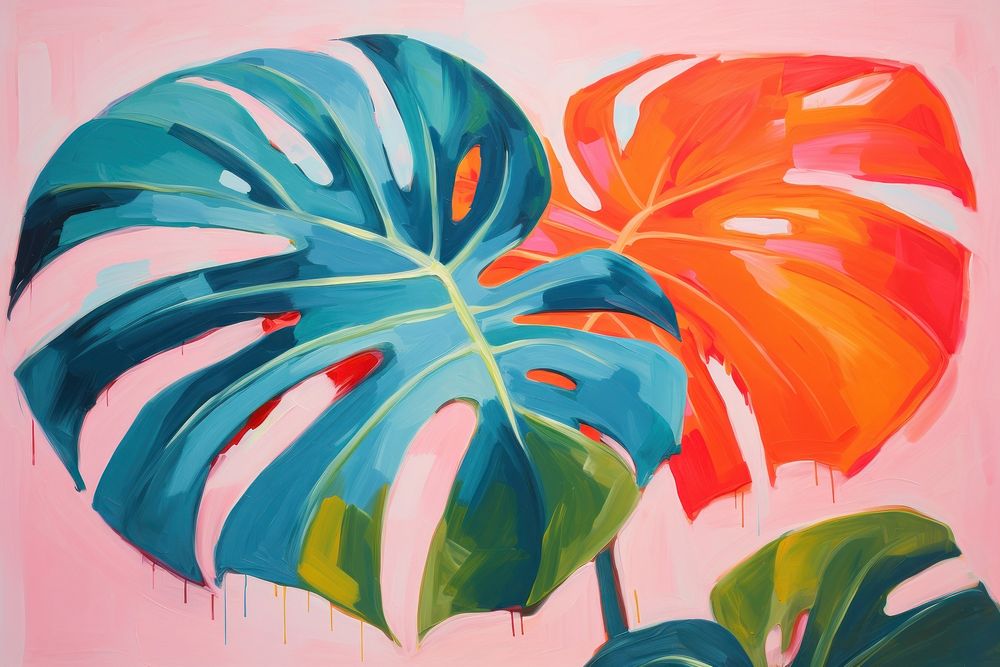 Monstera leaf painting backgrounds plant.