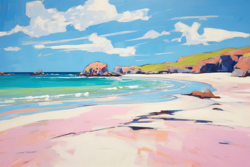PNG Ireland beach painting landscape outdoors.