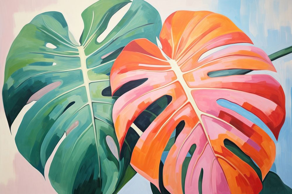 Monstera leaf backgrounds painting plant.