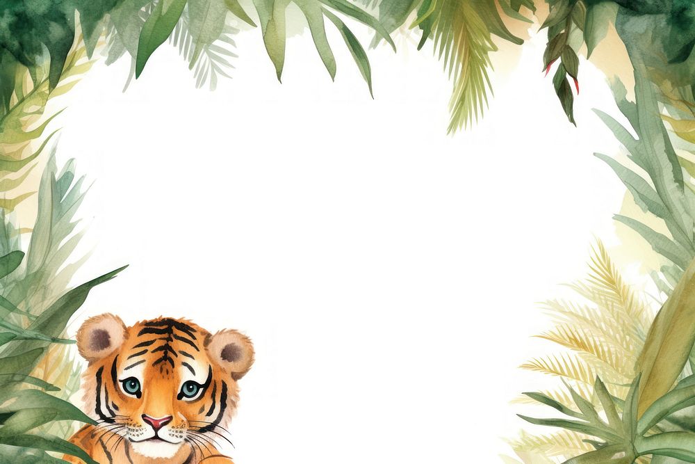 Tiger in jungle border backgrounds wildlife outdoors.