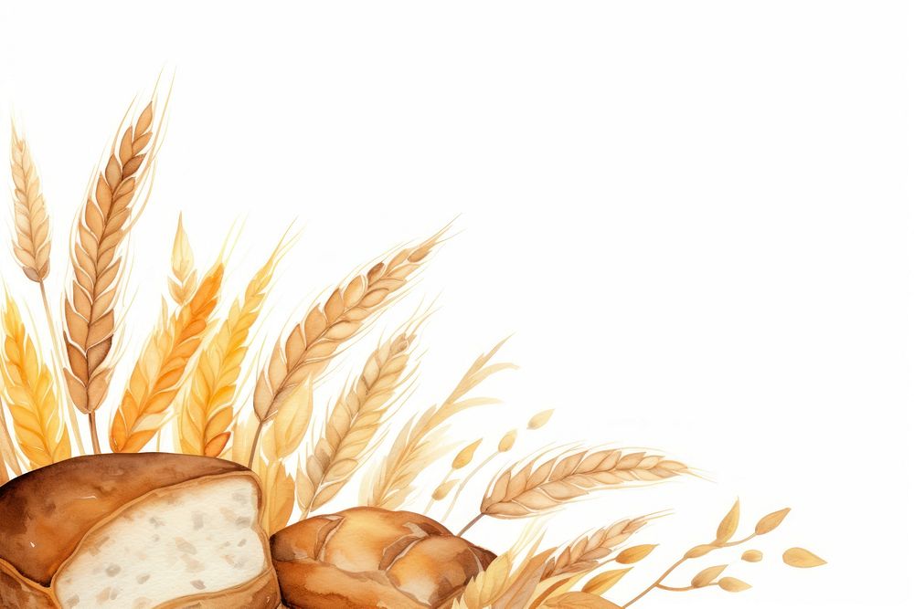 PNG Bread and wheat border watercolor food freshness hordeum.