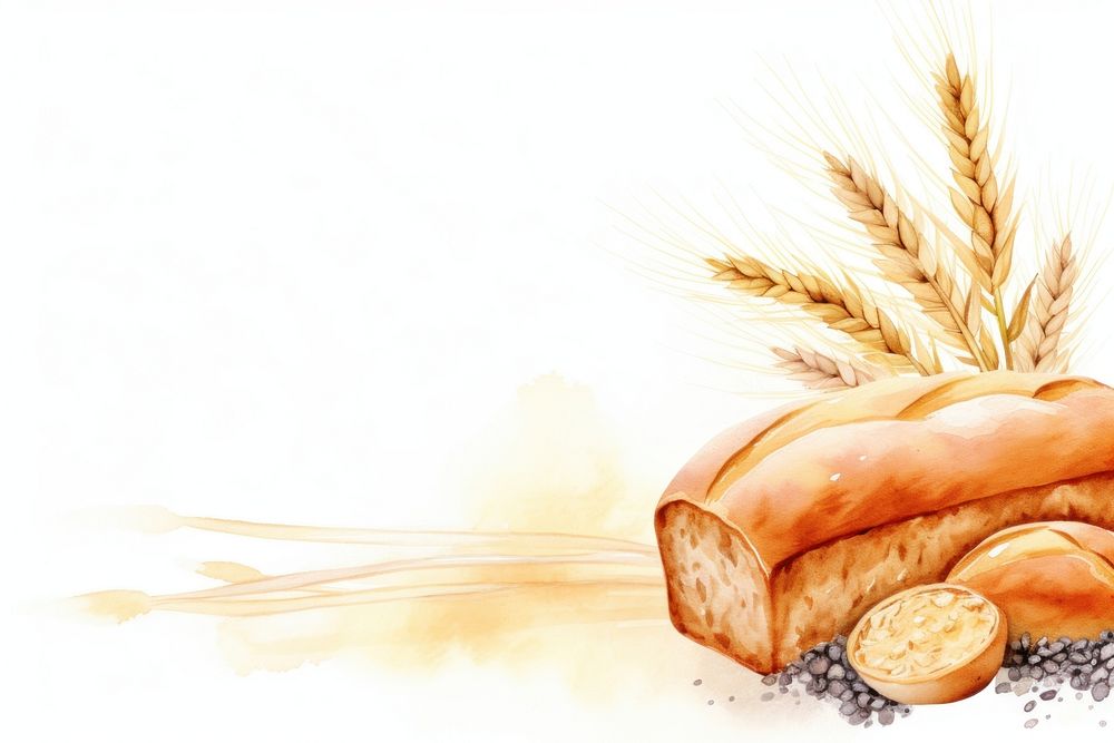 PNG Bread and wheat border watercolor food freshness hordeum.