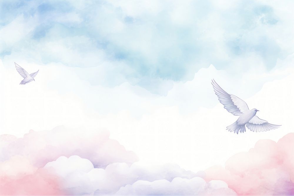 Dove border watercolor backgrounds flying cloud.