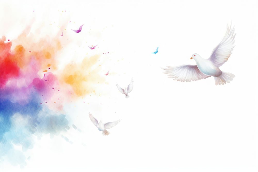 Dove border watercolor backgrounds flying bird.