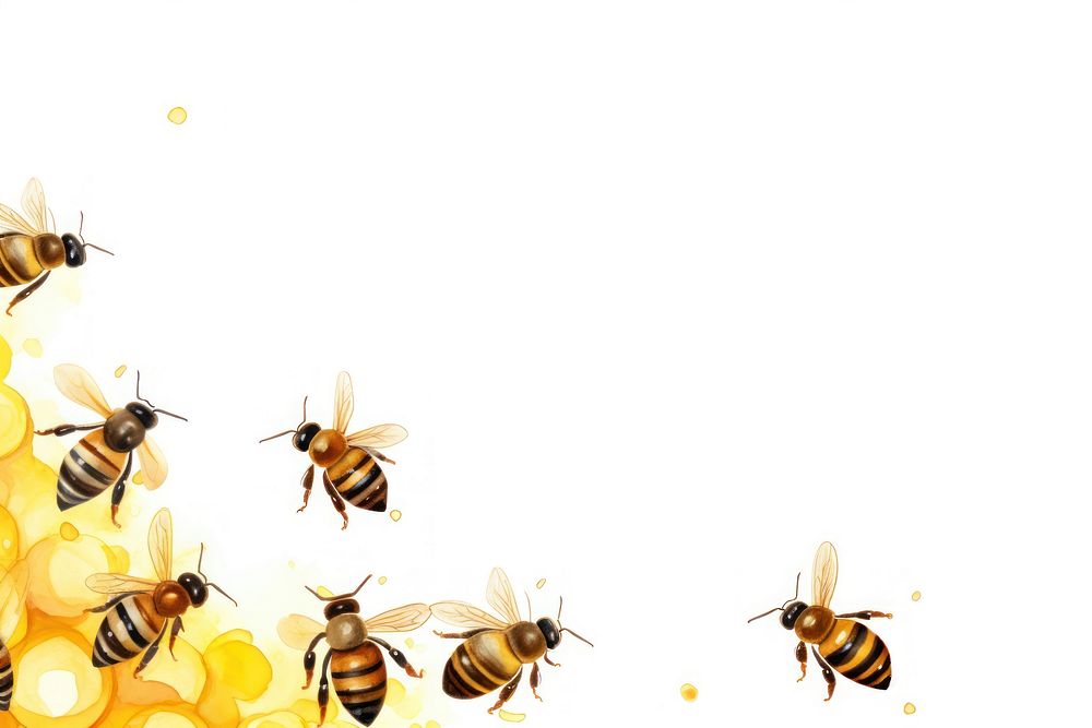 PNG Honey bees and beehive border watercolor insect animal white background.