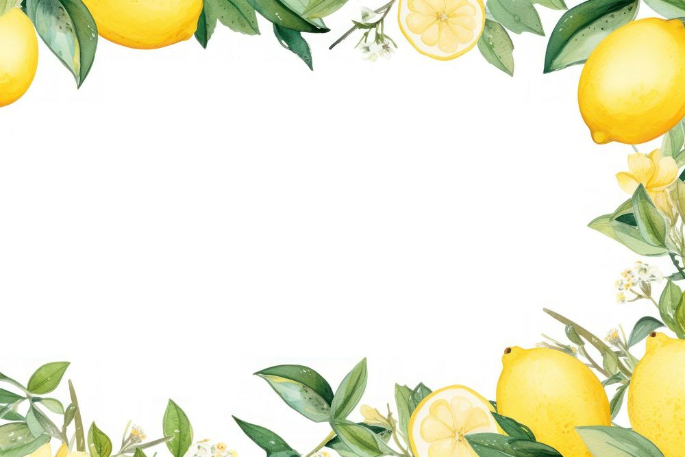 PNG Lemon fruits border watercolor backgrounds grapefruit plant.