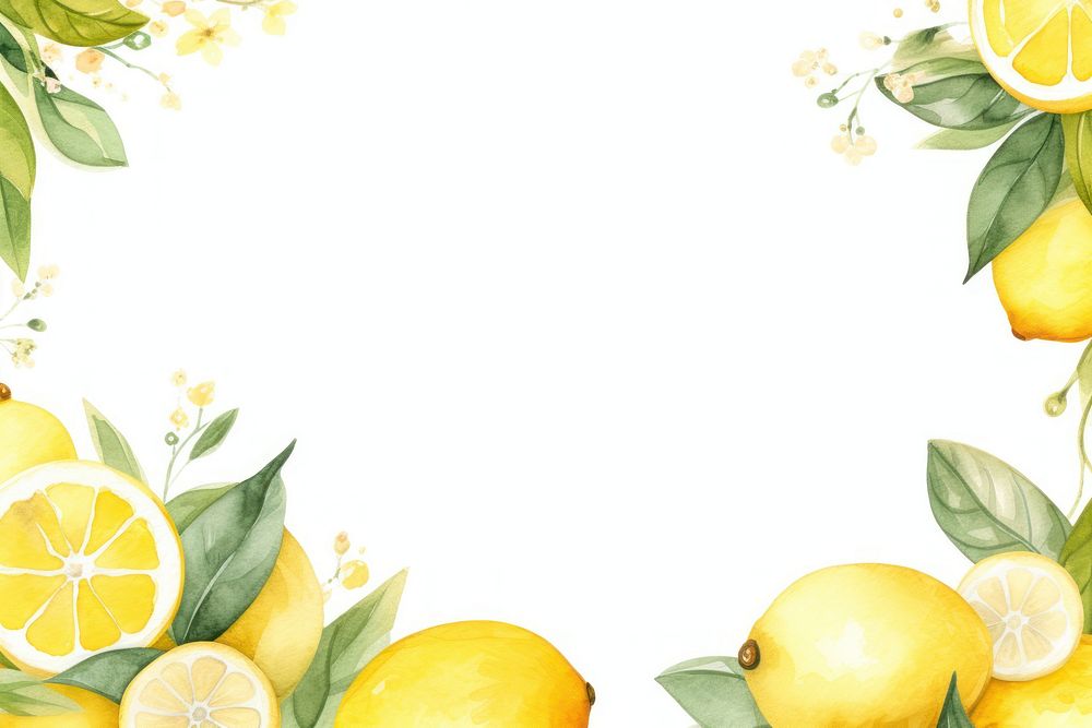 PNG Lemon fruits border watercolor backgrounds plant food.
