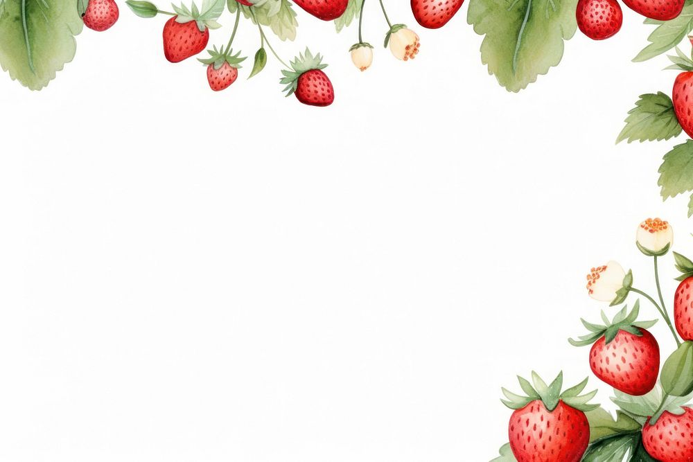 Strawberries border watercolor backgrounds strawberry fruit.