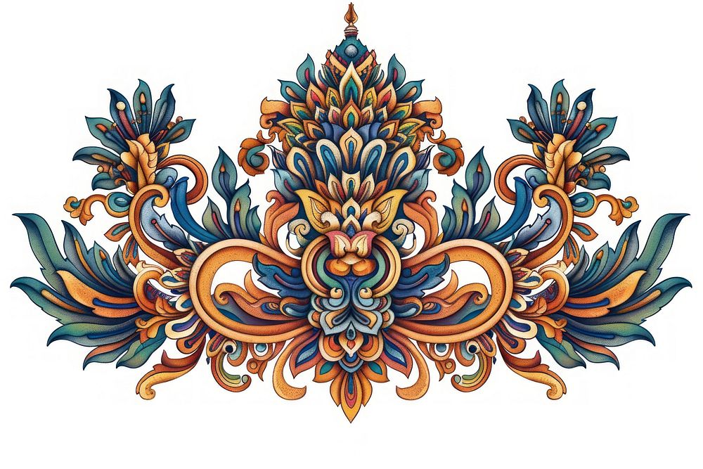 Indonesia aesthetic ornament pattern art white background.