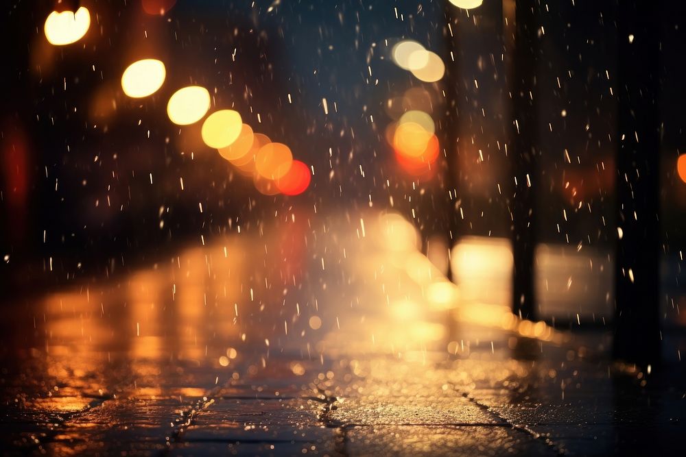 Bokeh rain outdoors light.