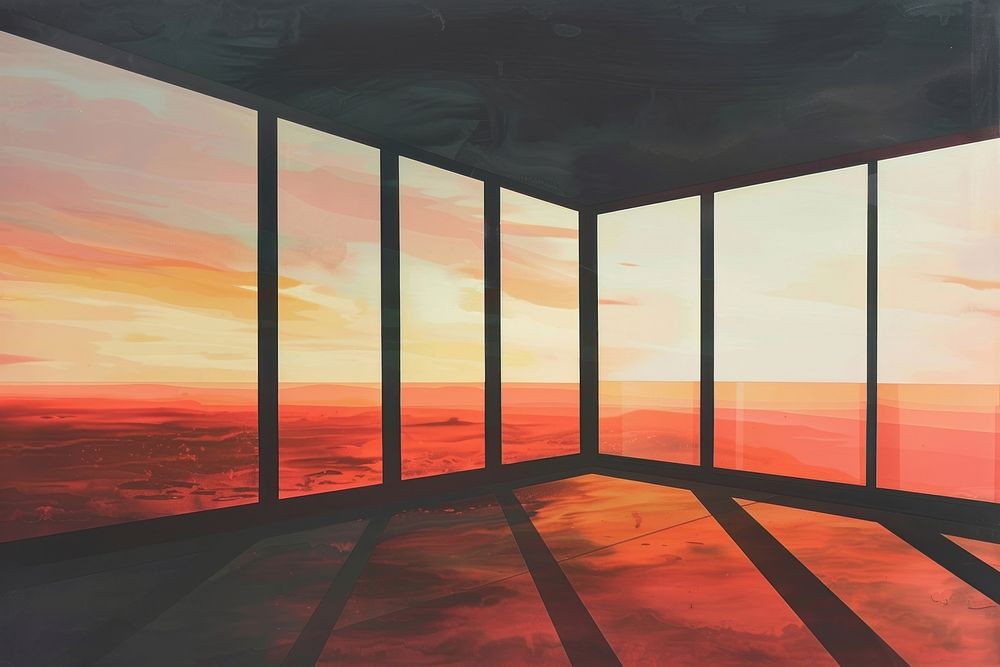 Empty room sunset architecture painting.