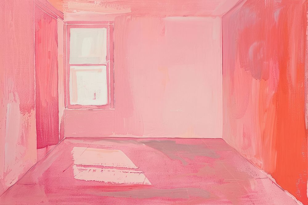 Empty room painting drawing pink.