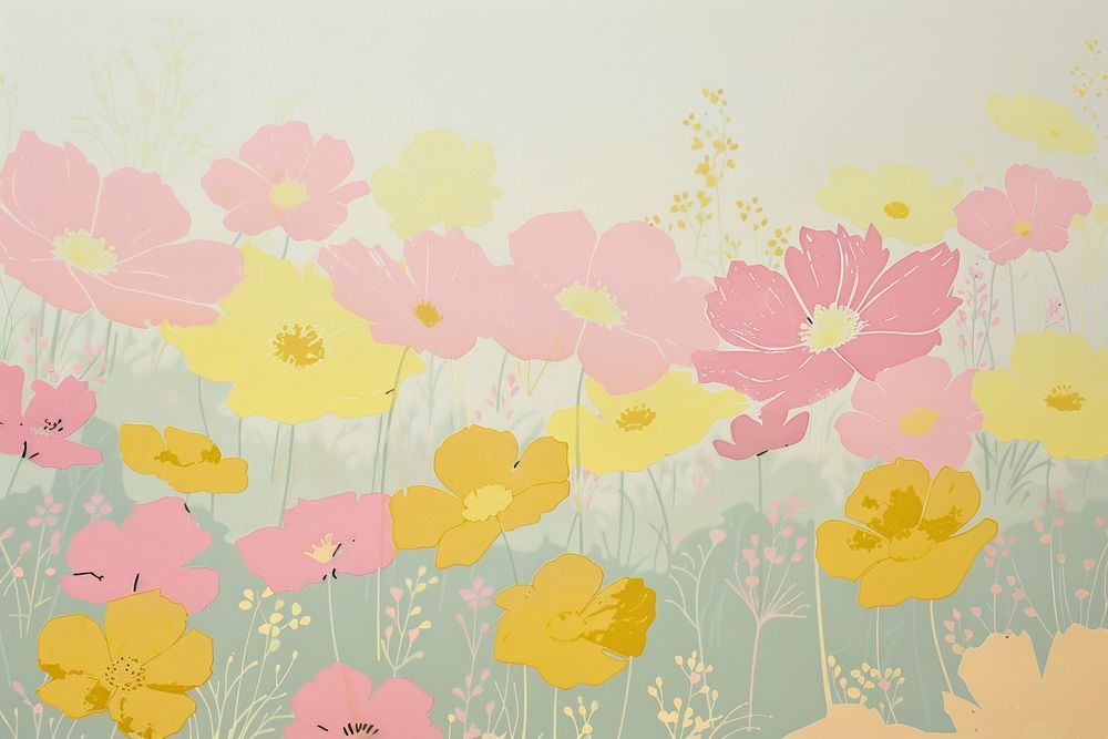 Flower field painting pattern drawing.