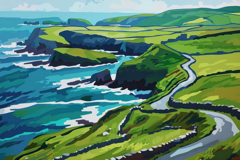 Ireland landscape outdoors painting.