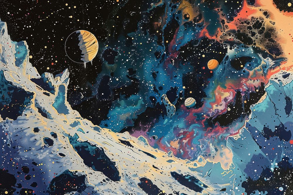 Outer space scene painting astronomy universe.
