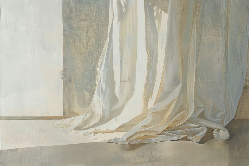 White linen curtain painting gown architecture.