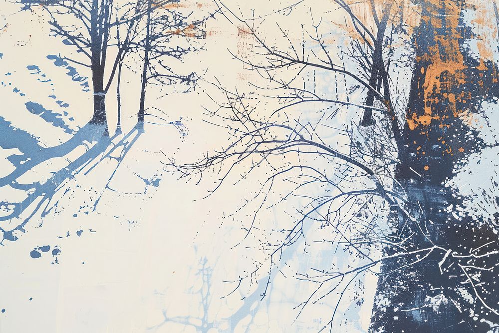 Winter painting outdoors drawing.