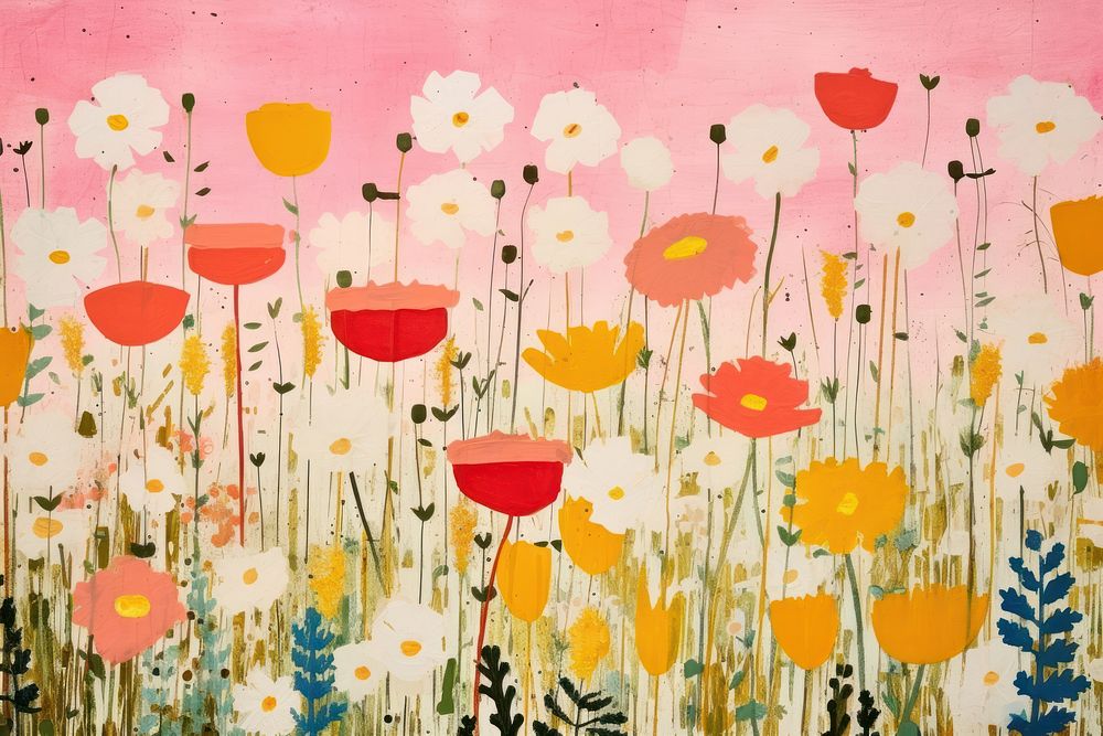 Flower daisy field art painting pattern.
