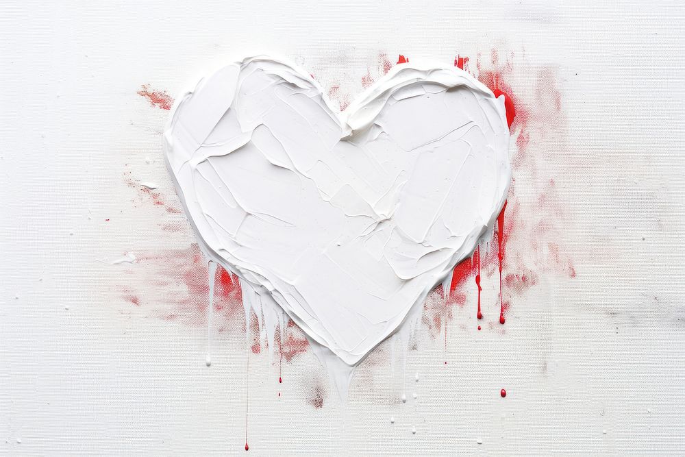White heart splattered creativity stained.