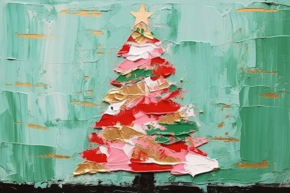 Christmas tree abstract craft art.
