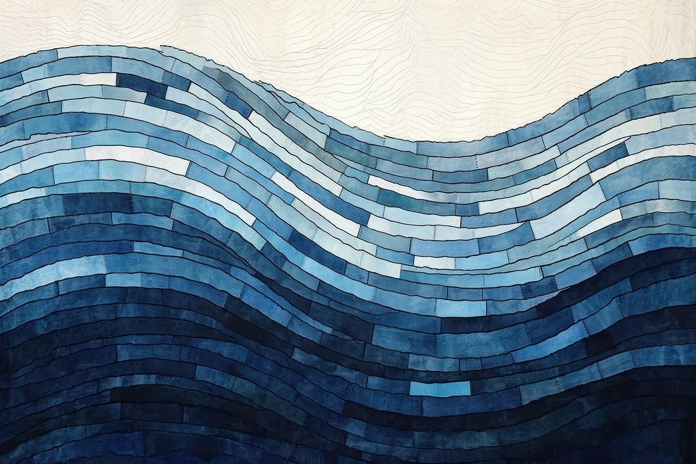 Geometry blue ocean wave art architecture abstract.