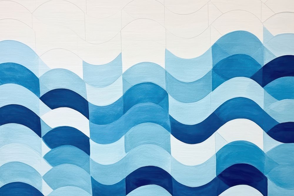 Geometry blue ocean wave art abstract pattern.