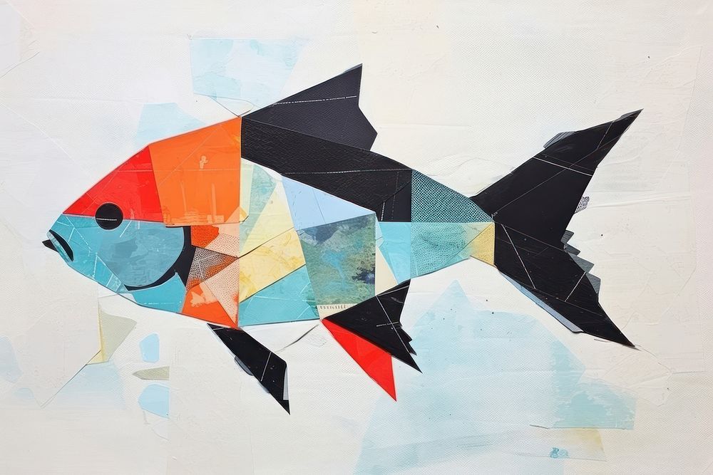 Geometry cut koi fish art painting animal.