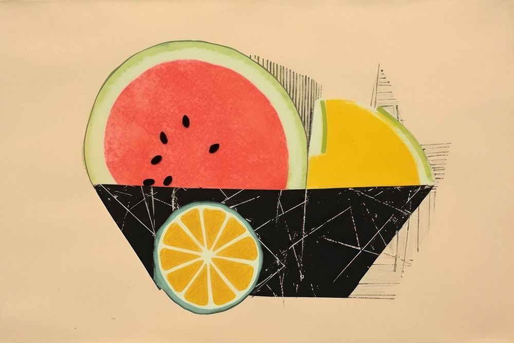 Geometry fruit in basket watermelon plant food.