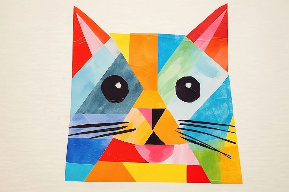 Geometry lucky cat art painting craft.
