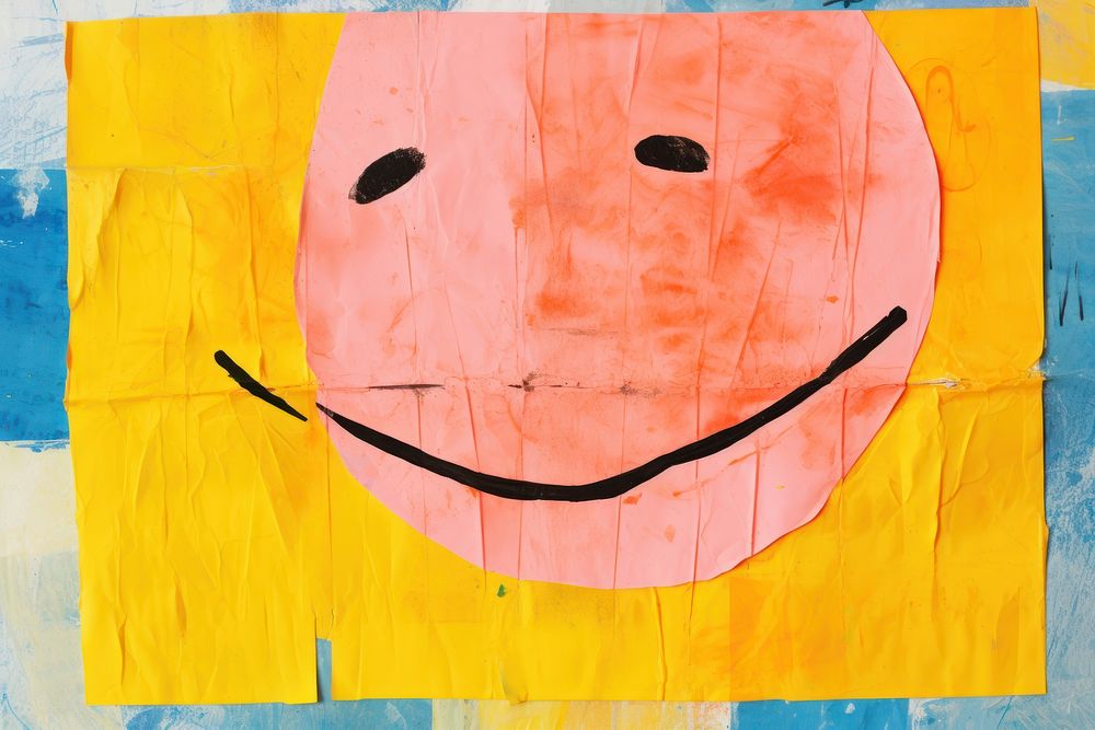 Geometry smiley girl face art painting craft.