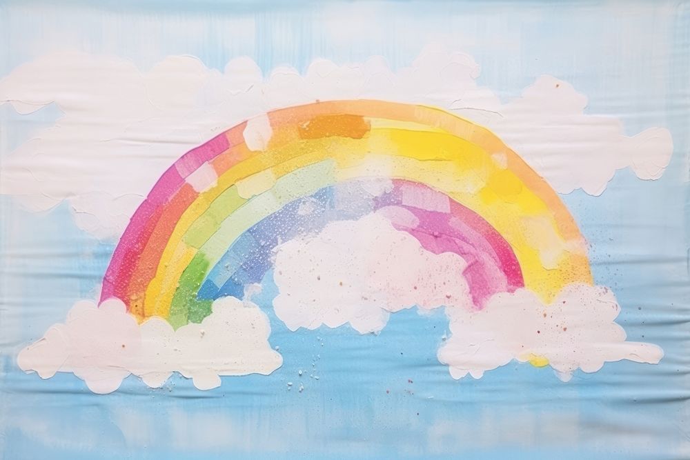Rainbow on cloud art abstract painting.