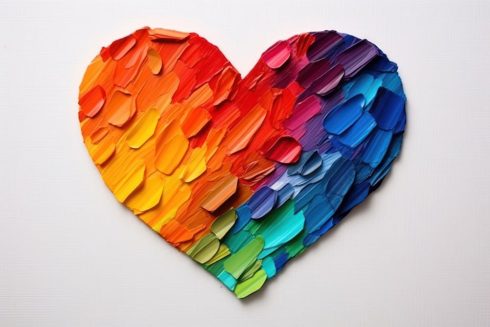 Rainbow paper heart craft accessories creativity.