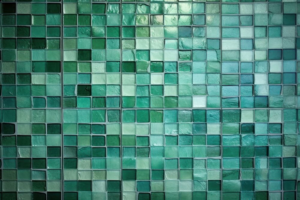 Vintage green tile wall backgrounds mosaic floor.