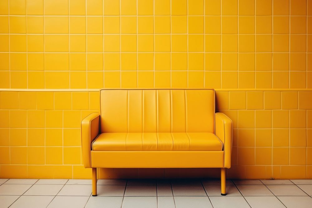 Vintage yellow tile wall backgrounds furniture architecture.