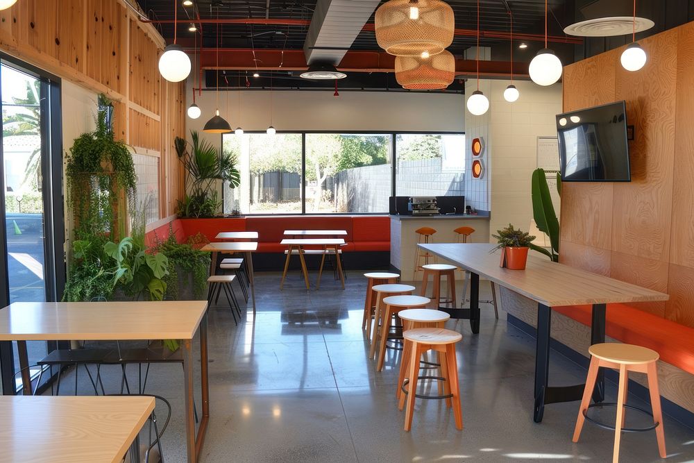Co working space architecture restaurant furniture.