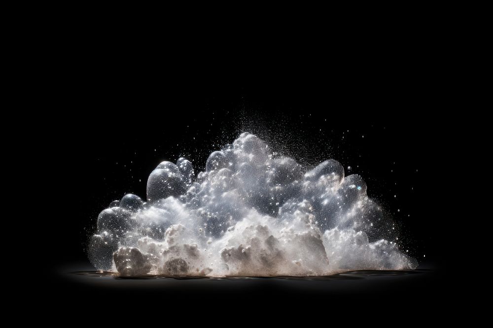 Cloud with a sparkle nature black background splashing.