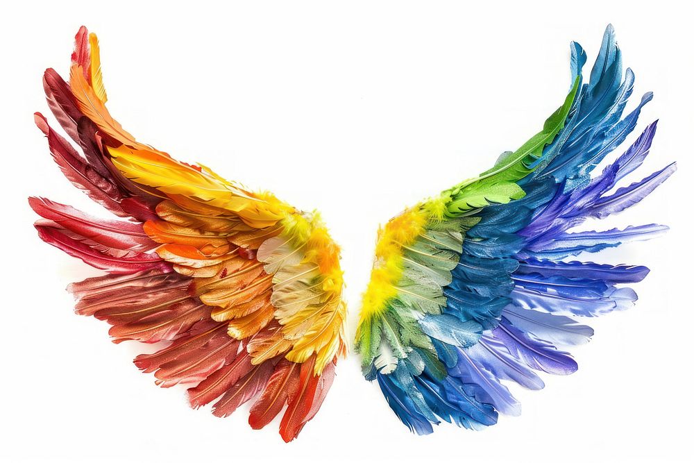 Rainbow angel wings white background lightweight accessories.