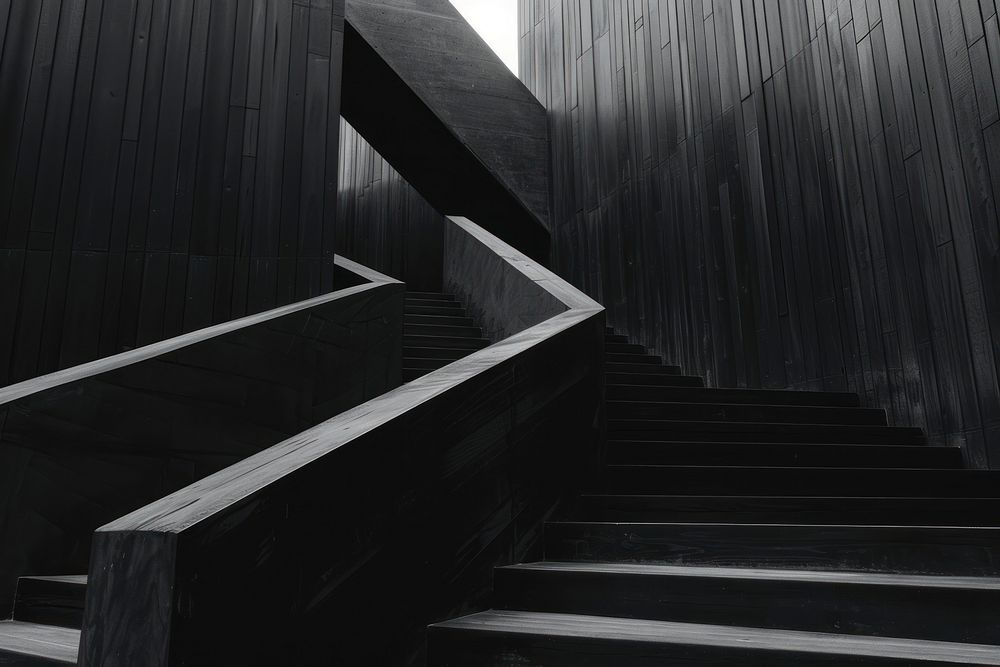 Modern architecture staircase building black.